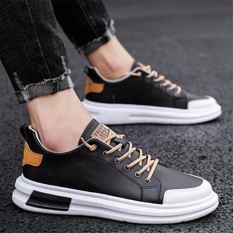 Xituodai  PU Leather Casual Sneakers for Men Non-slip White Shoes Vulcanized Trainers Male Fashion Outdoor Flats Sports Running Shoes