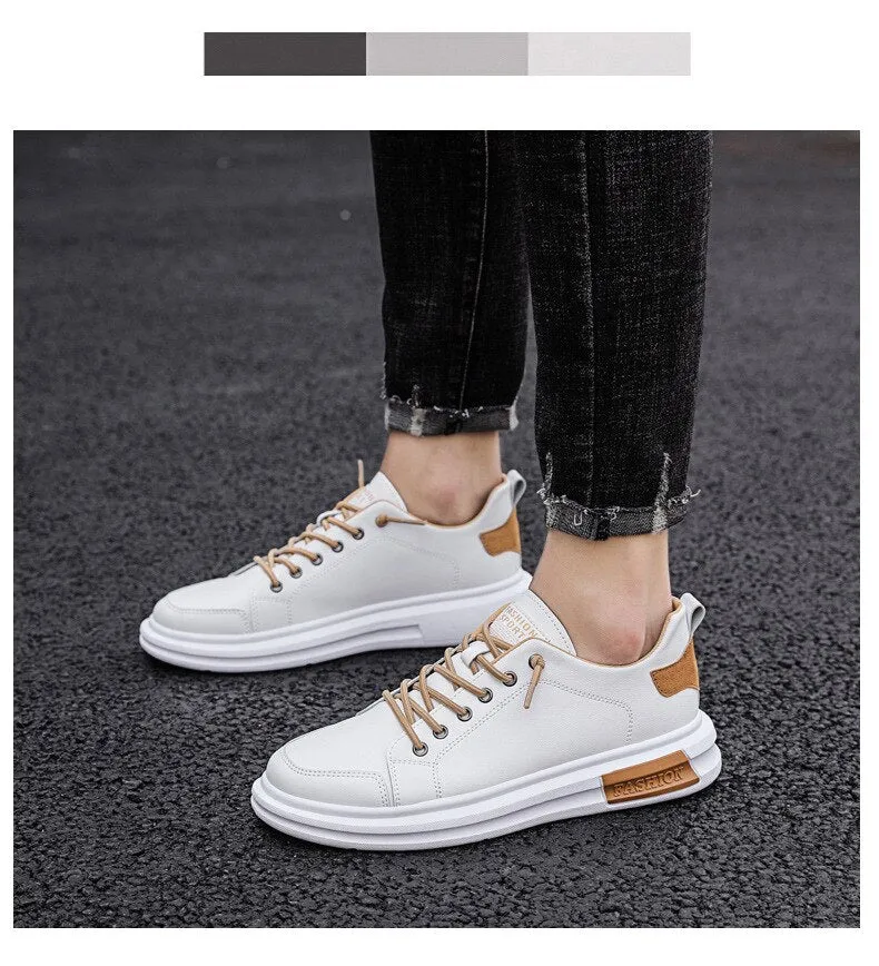 Xituodai  PU Leather Casual Sneakers for Men Non-slip White Shoes Vulcanized Trainers Male Fashion Outdoor Flats Sports Running Shoes